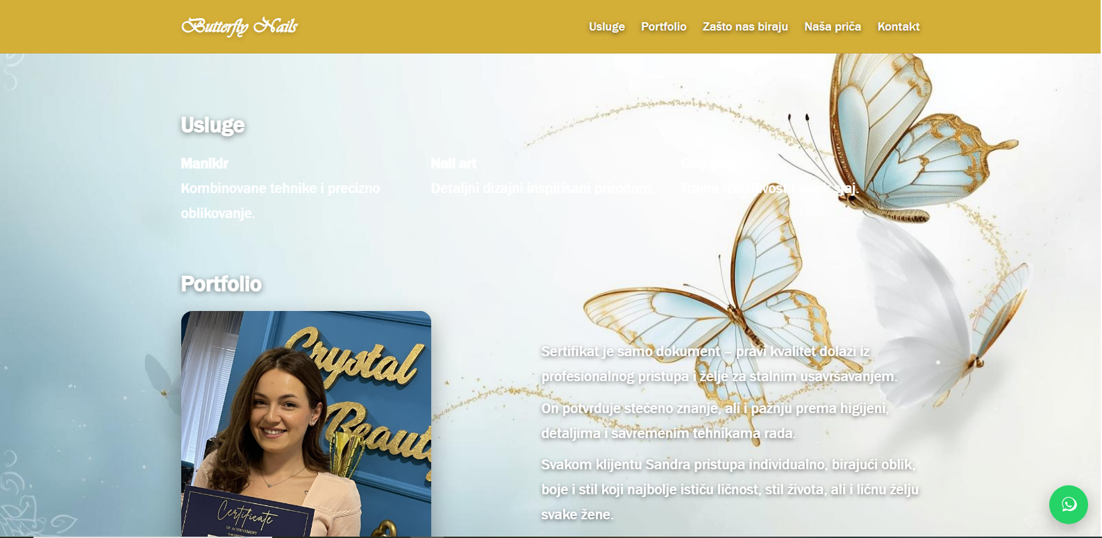 Butterfly Nails – početna stranica
